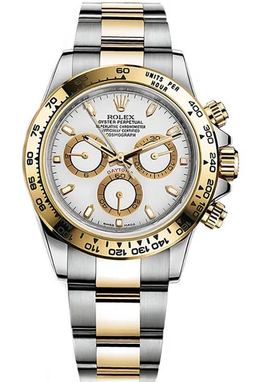 Fake Rolex Daytona Steel and Gold White 